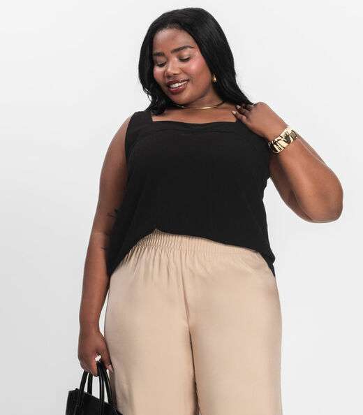 Regata Feminina Plus Size Secret Glam Preto