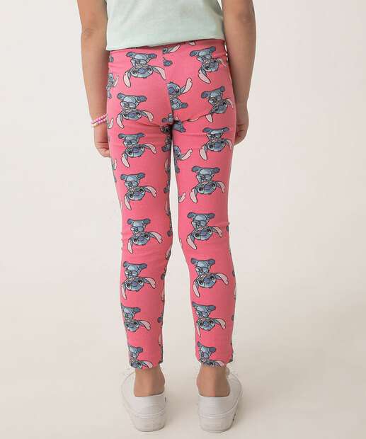 Calça Infantil Legging Stitch Disney Tam 4 a 10 Rosa