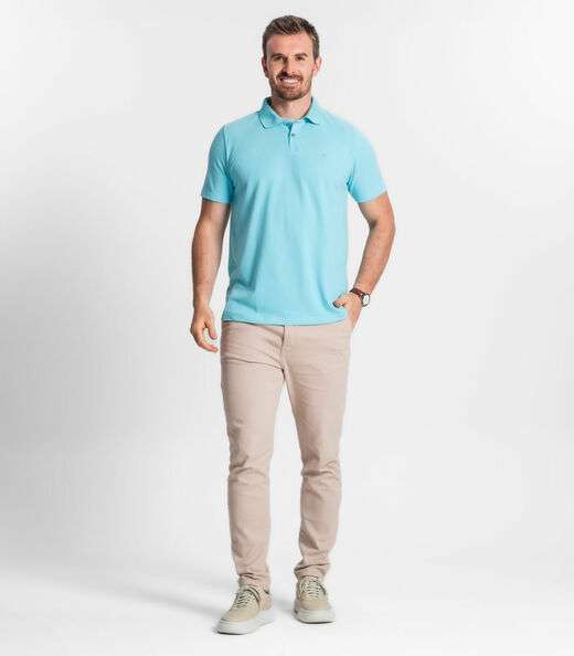 Camisa Polo Básica Masculina Diametro Azul