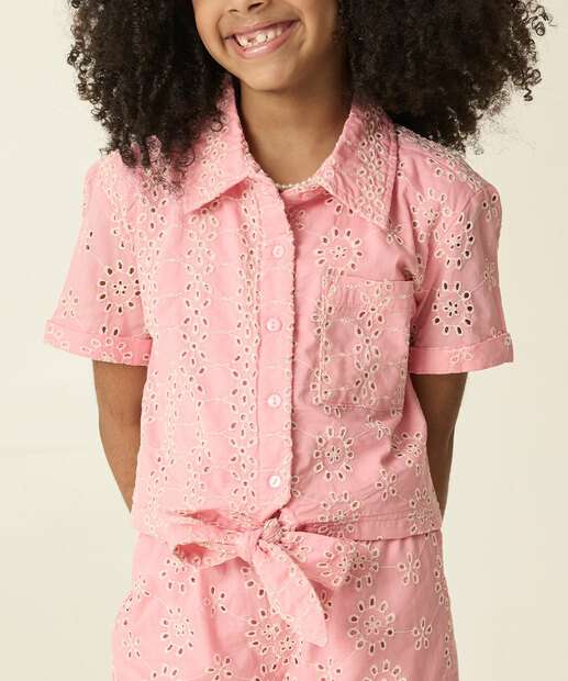 Camisa Infantil Recorte Laise Amarração Marisa Tam 4 a 10