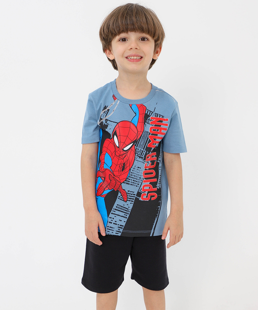 Conjunto Infantil Homem Aranha Marvel Tam 4 a 10 Azul