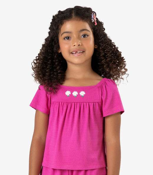 Conjunto Blusa c/ Shorts Visco Maquineta Rovi Kids Rosa