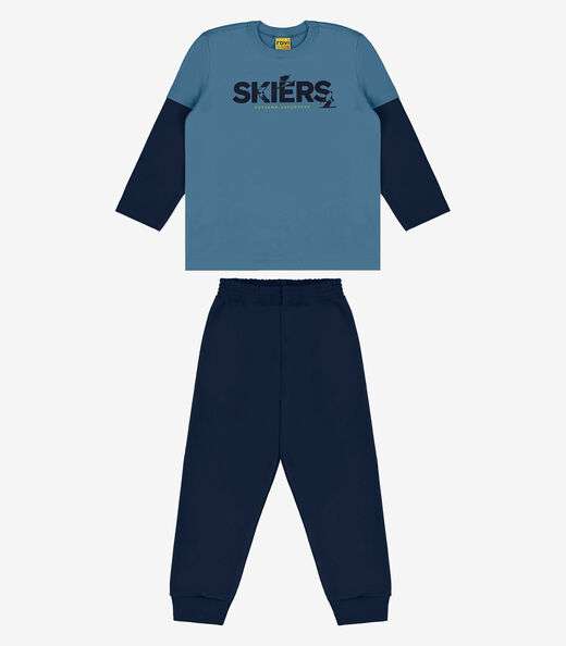 Conjunto Camiseta Manga Longa Com Calça Rovi Kids Azul