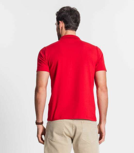 Polo Masculina Com Bolso Cotton Leve Diametro Vermelho