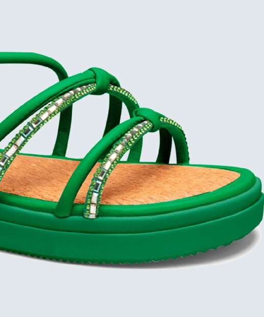 Sandália Flatform Feminina Tiras Pedraria Mississipi 