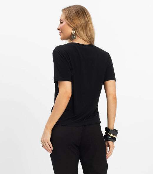 Blusa Feminina Viscotorcion Rovitex Preto