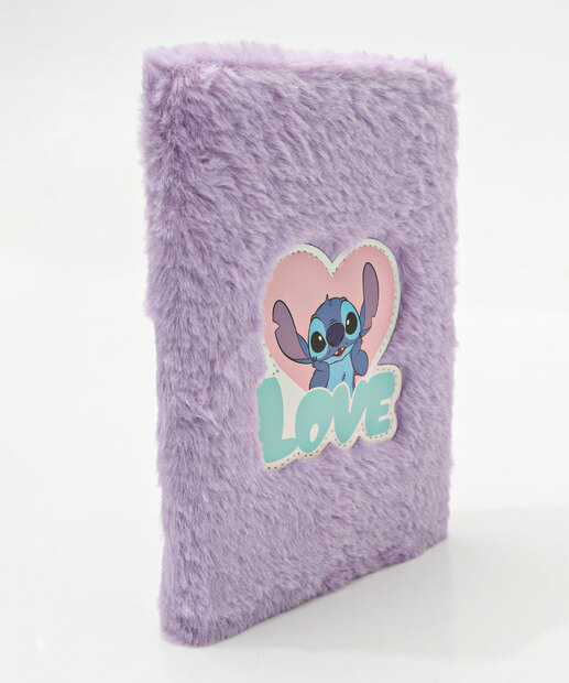 Caderneta Pelúcia Anotações Estampa Stitch Disney Lilás