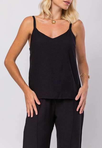 Conjunto Feminino Alfaiataria Regata E Calça Fenda Preto Salvatore