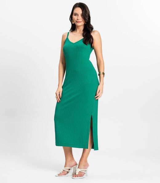 Image_Vestido Midi em Ribana Canelada Rovitex Verde
