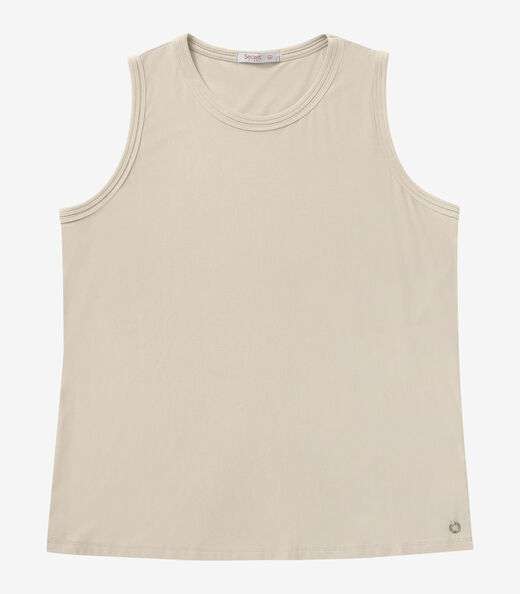 Regata Feminina Plus Size Secret Glam Bege