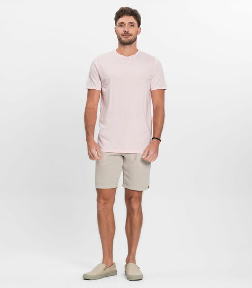 Camiseta Masculina Manga Curta Meia Malha Diametro Rosa
