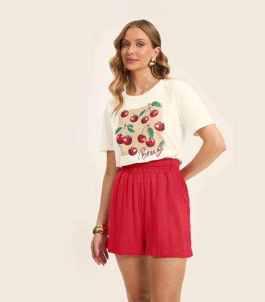 Image_Shorts Feminino Molecotton de Vicose Rovitex Vermelho