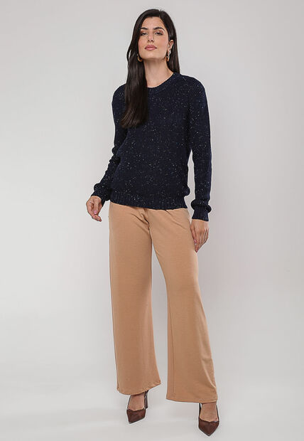 Blusa de Tricot em Fio Boton? Marinho Salvatore