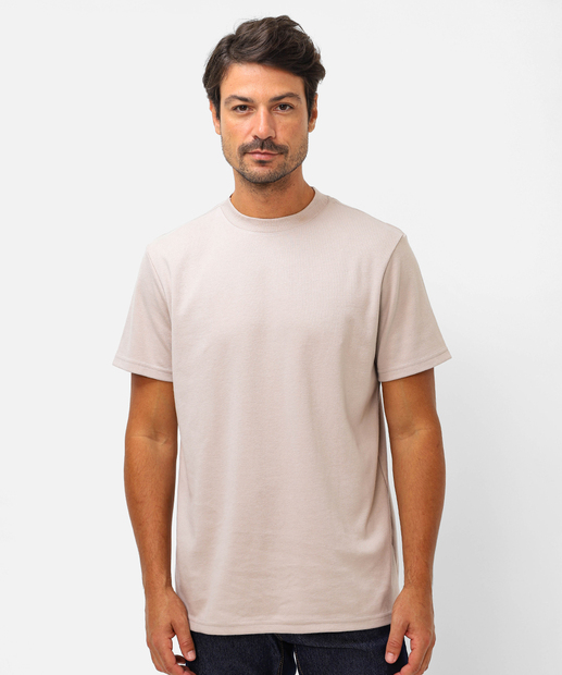 Image_Camiseta Masculina Suedine Manga Curta Marisa Bege