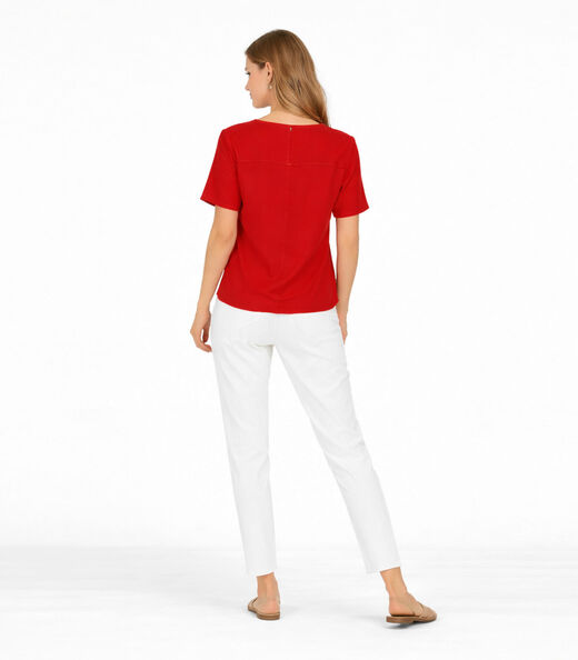 Blusa Feminina Com Recortes Frontais Infinita Cor Laranja