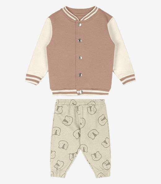 Conjunto Infantil Jaqueta Com Calça Trick Nick Marrom
