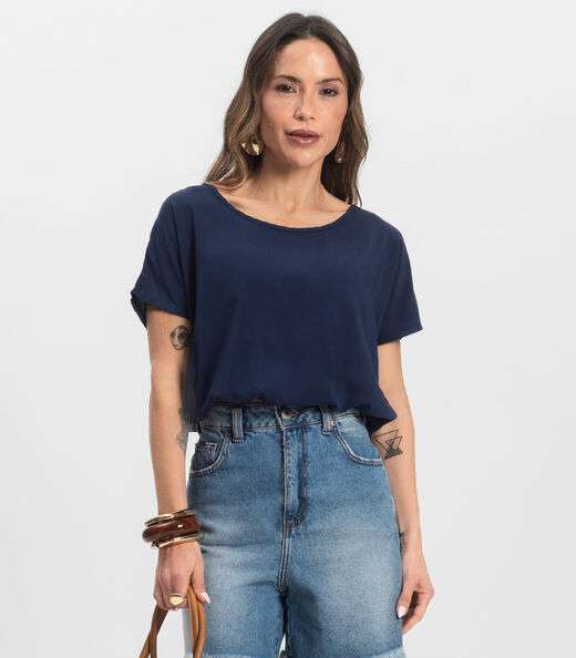 Image_Blusa Feminina manga curta Infinita Cor Azul