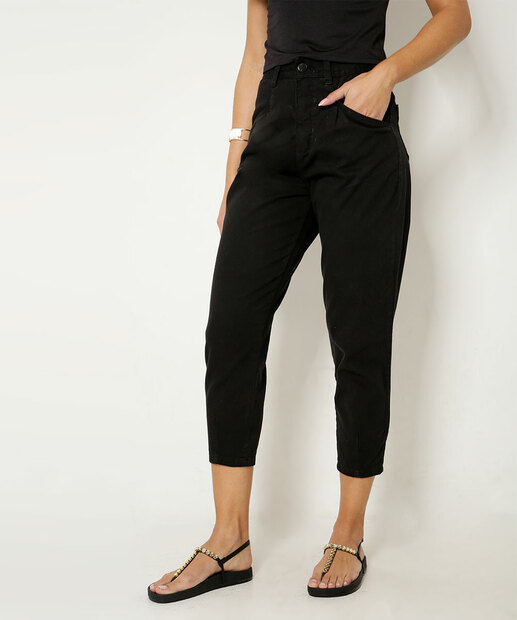 Calça Mom Slouchy Feminina Sarja Bolsos Ecxo Jeans