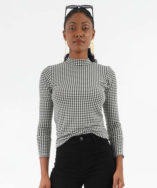 Image_Blusa Feminina Pied Poule Manga Longa Marisa Preto