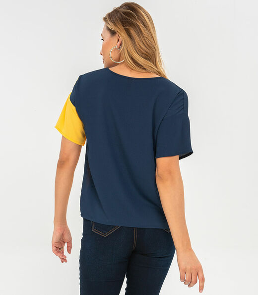 Blusa Feminina Bicolor Rovitex Azul