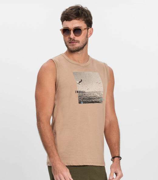 Regata Masculina Meia Malha Diametro Marrom