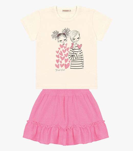 Conjunto Infantil Blusa Com Saia Trick Nick Rosa