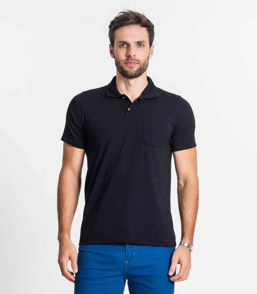 Image_Polo Masculina Com Bolso Cotton Leve Diametro Preto