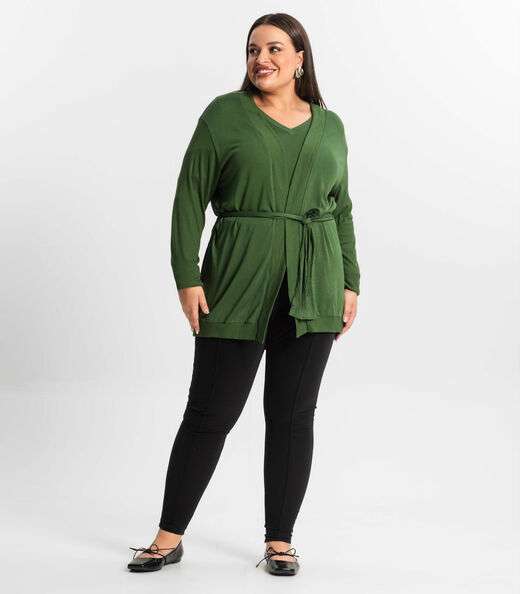 Cardigan Plus Size Feminino Secret Glam Verde