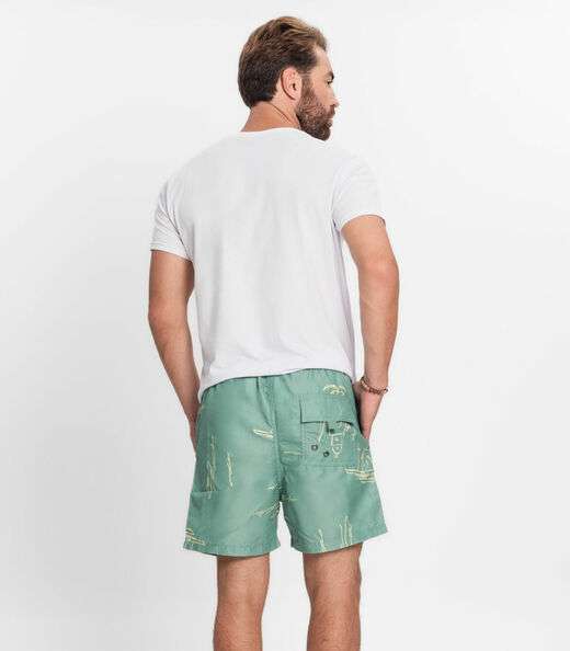 Bermuda Masculina Microfibra Estampada Rovitex Verde