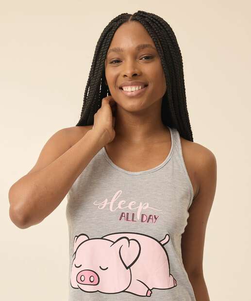 Camisola Estampada Sem Manga Marisa