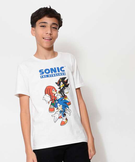 Camiseta Juvenil Estampada Sonic Tam 10 a 16