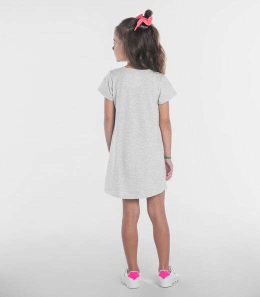 Vestido Infantil Estampado Rovitex Kids Cinza