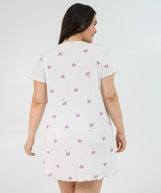 Camisola Plus Size Canelada Corações Marisa Off White