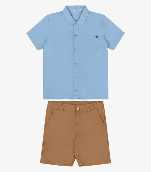 Conjunto Infantil Camisa Com Bermuda Trick Nick Azul
