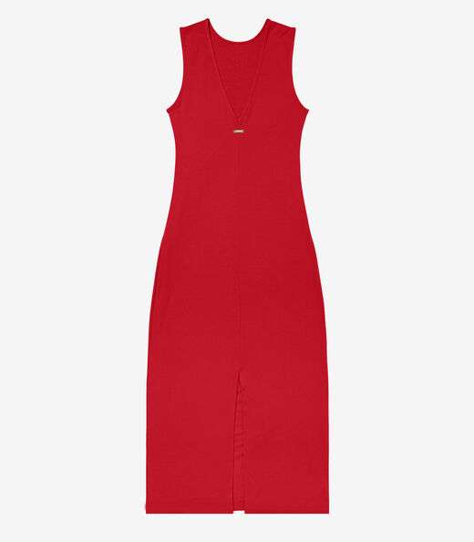 Vestido Midi em Molecotton de Viscose Rovitex Vermelho