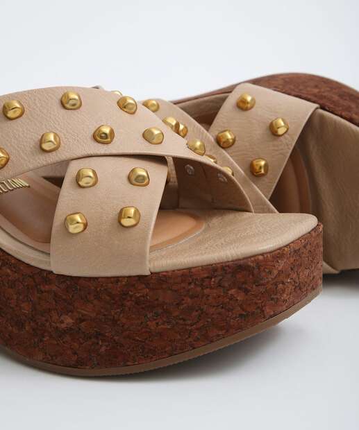 Tamanco Feminino Plataforma Tachas Vizzano