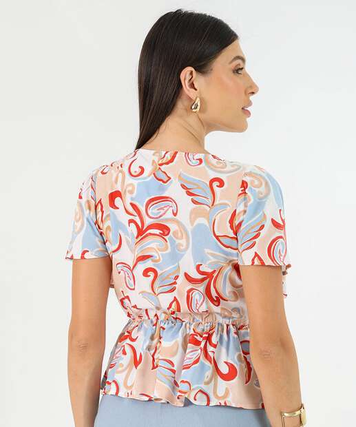 Blusa Feminina Lastex Estampa Paisley Marisa Off White