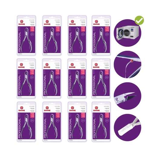 Image_Kit com 12 Alicate Cutícula Manicure 777 Profissional Inox Mundial