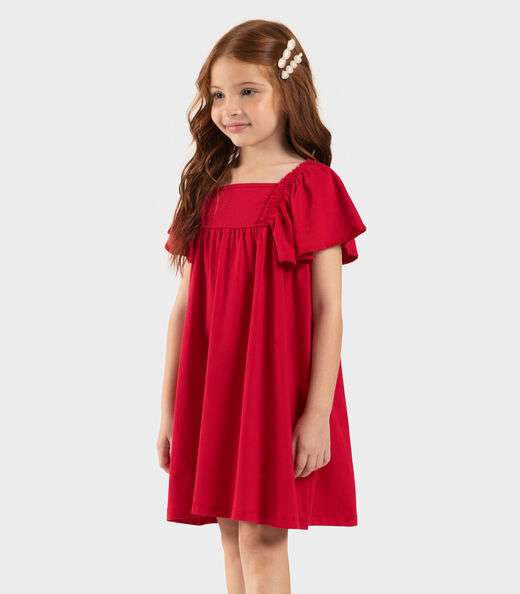 Vestido Infantil Meia Malha Rovi Kids Vermelho