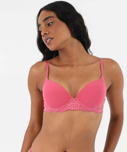 Sutiã Com Base E Bojo Recorte Renda Marisa Rosa
