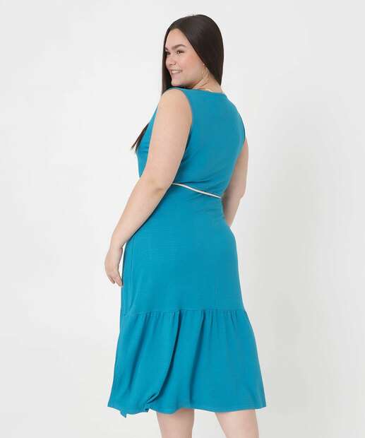 Vestido Plus Size Feminino Midi Fenda Marisa