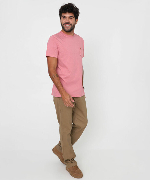 Camiseta Masculina Básica Bolso Marisa Rosa