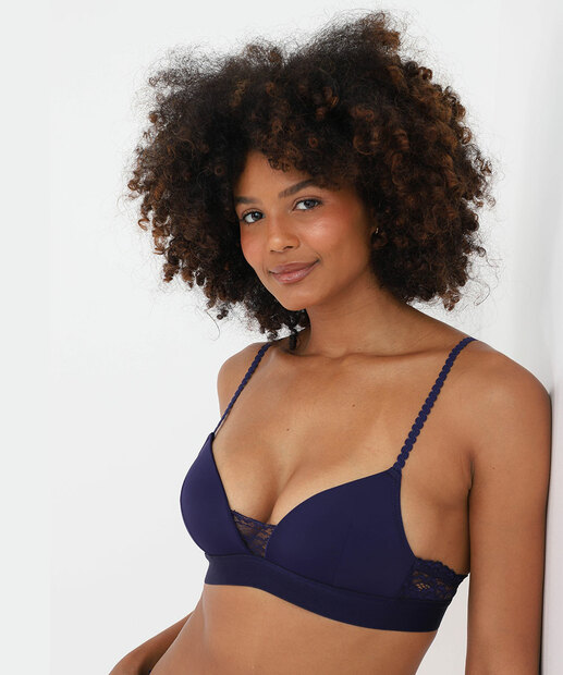 Sutiã Triângulo Com Bojo Renda Marisa Azul