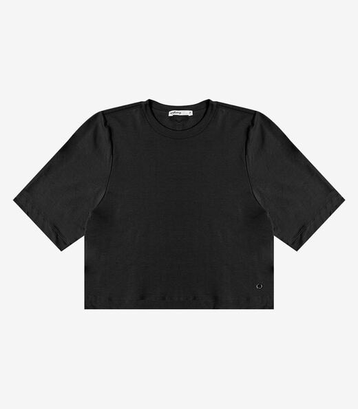 Blusa Feminina Manga Curta em Molecotton Endless Preto