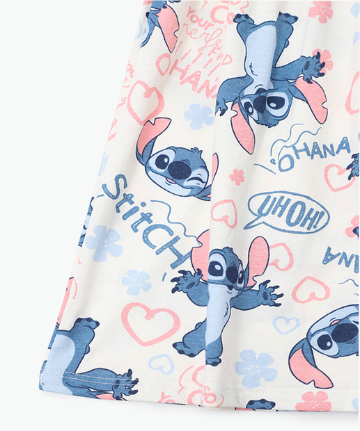 Vestido Infantil Stitch Disney Tam 1 a 3 Off White
