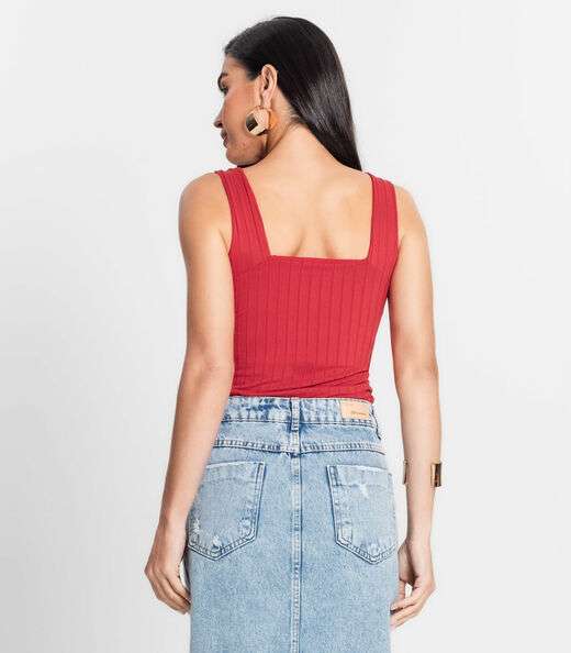 Regata Canelada Feminina Infinita Cor Vermelho