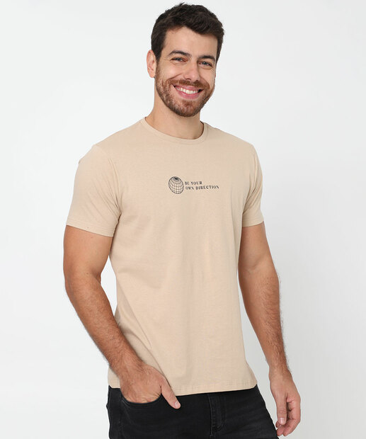 Image_Camiseta Masculina Estampa Frontal Marisa Bege
