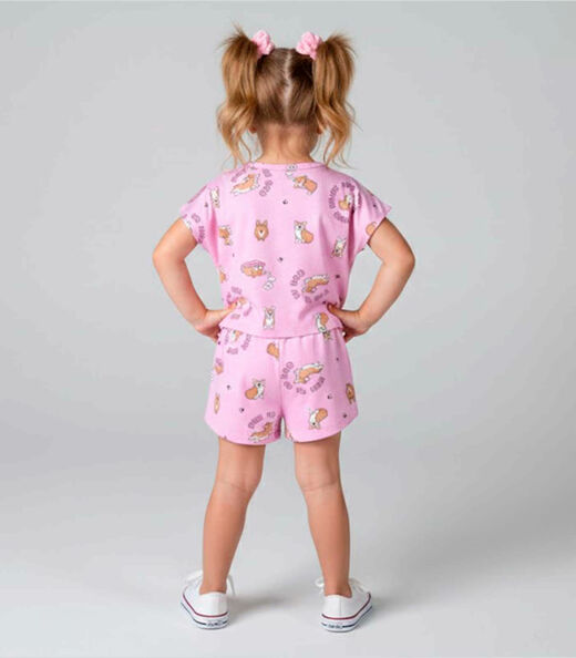Conjunto Infantil Feminino Short E Blusa Select Rosa