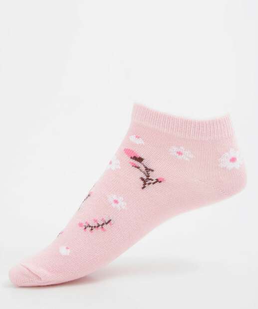 Kit 3 Pares Meias Cano Curto Feminina Estampadas