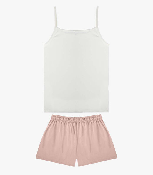 Pijama Feminino Blusa De Alça E Short Infinita Cor Rosa
